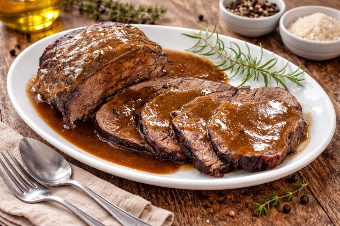 Slow-cooked Brasato al Barolo with rosemary and red wine sauce, enjoyed on a Bologna Italy Food Tours food tour.