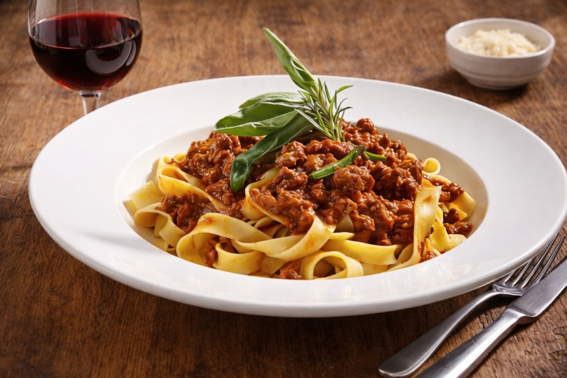 Traditional Bologna tagliatelle al ragù served at a local trattoria during a Bologna Italy Food Tours food tasting experience.